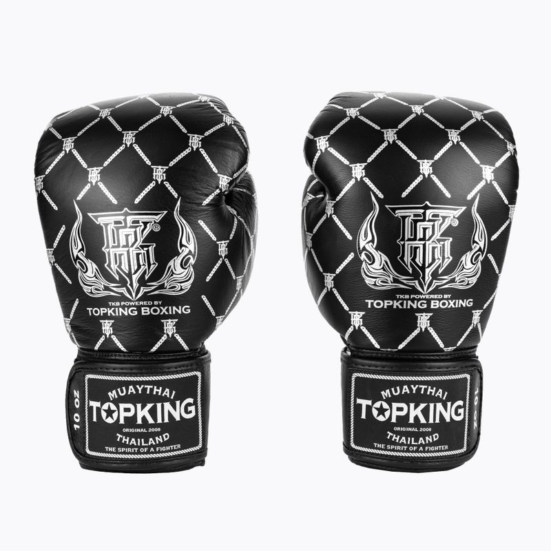 Top King Boxing Chain fekete/ezüst bokszkesztyűk