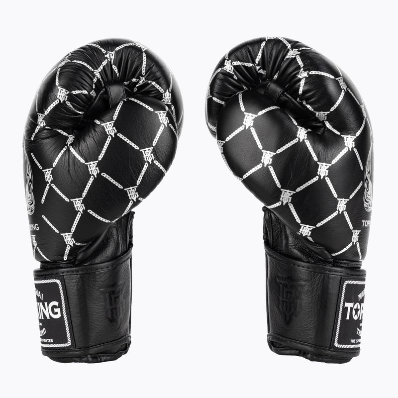 Top King Boxing Chain fekete/ezüst bokszkesztyűk 3