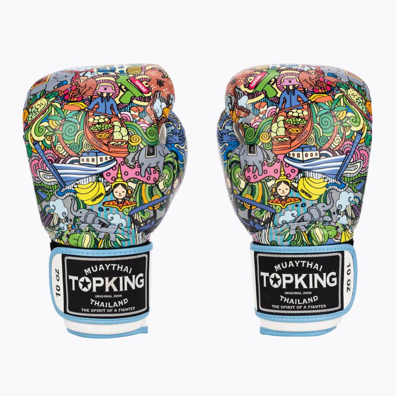 Top King Boxing Culture fehér/kék bokszkesztyűk
