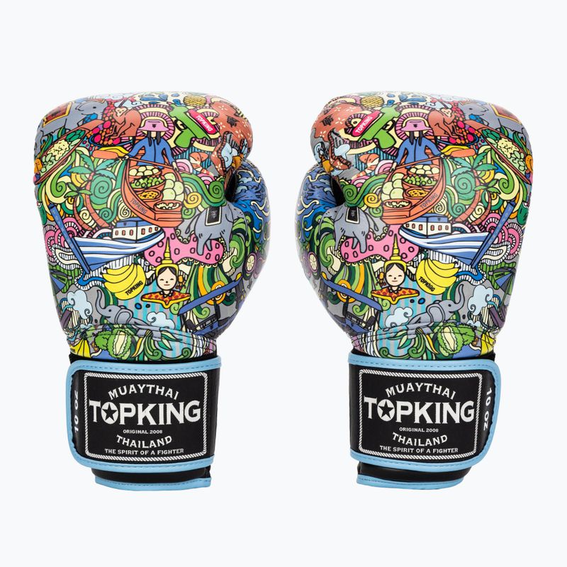 Top King Boxing Culture fekete/kék bokszkesztyűk