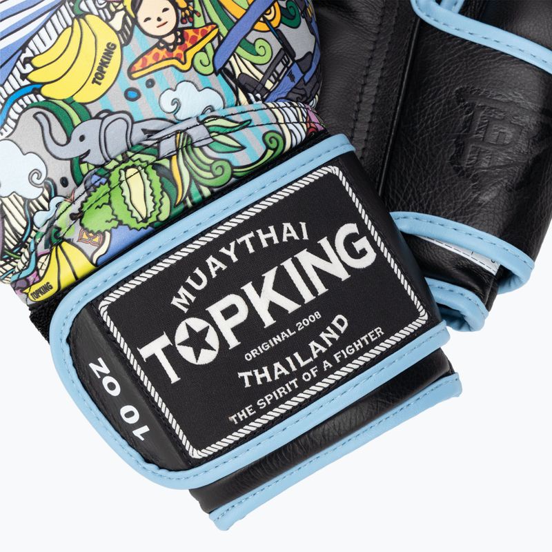 Top King Boxing Culture fekete/kék bokszkesztyűk 4