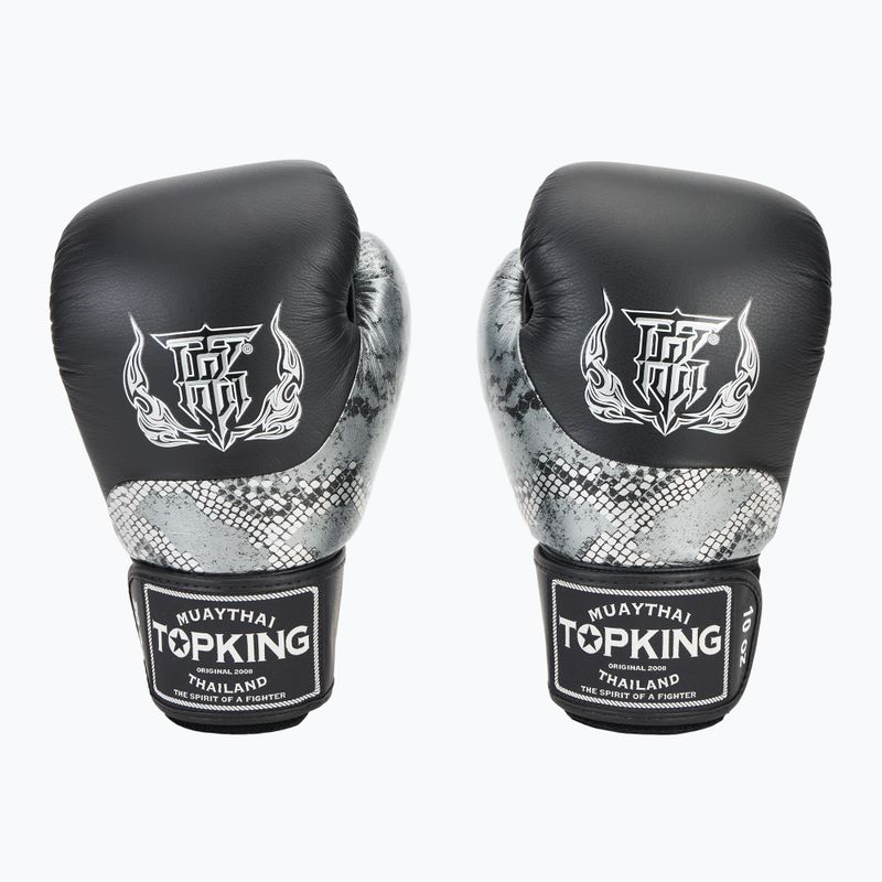 Top King Muay Thai Power Snake fekete/ezüst bokszkesztyű 2