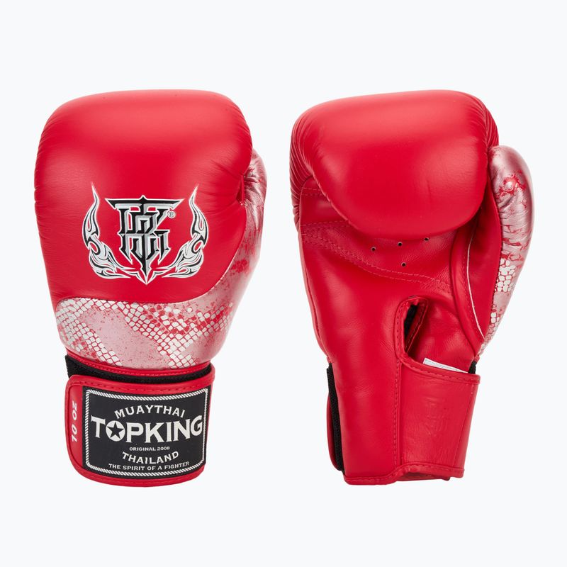 Top King Muay Thai Power Snake piros/ezüst bokszkesztyű