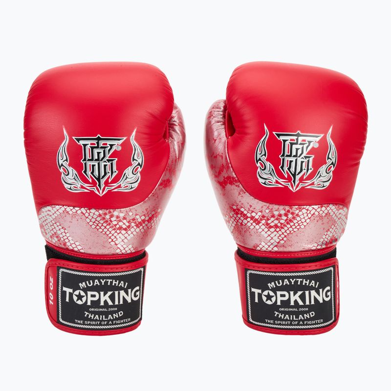 Top King Muay Thai Power Snake piros/ezüst bokszkesztyű 2