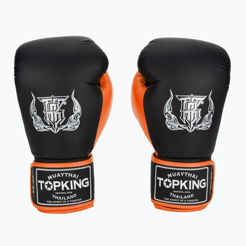 Top King Reborn bokszkesztyűk Semi Leather fekete/narancs