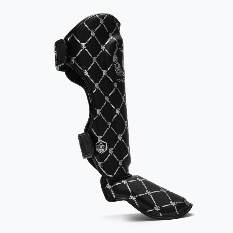 Top King Chain Semi Leather fekete/ezüst sípcsont- és lábfejvédők 2