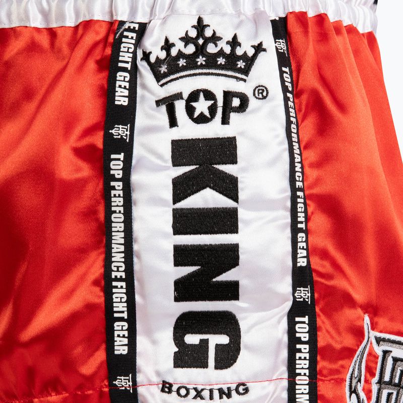 Top King Thai Boxing edző rövidnadrág piros/fehér 4