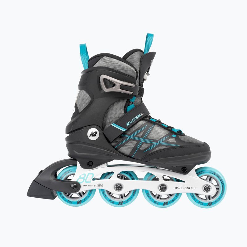 Női görkorcsolya K2 Alexis 80 Alu grey/cyan 2