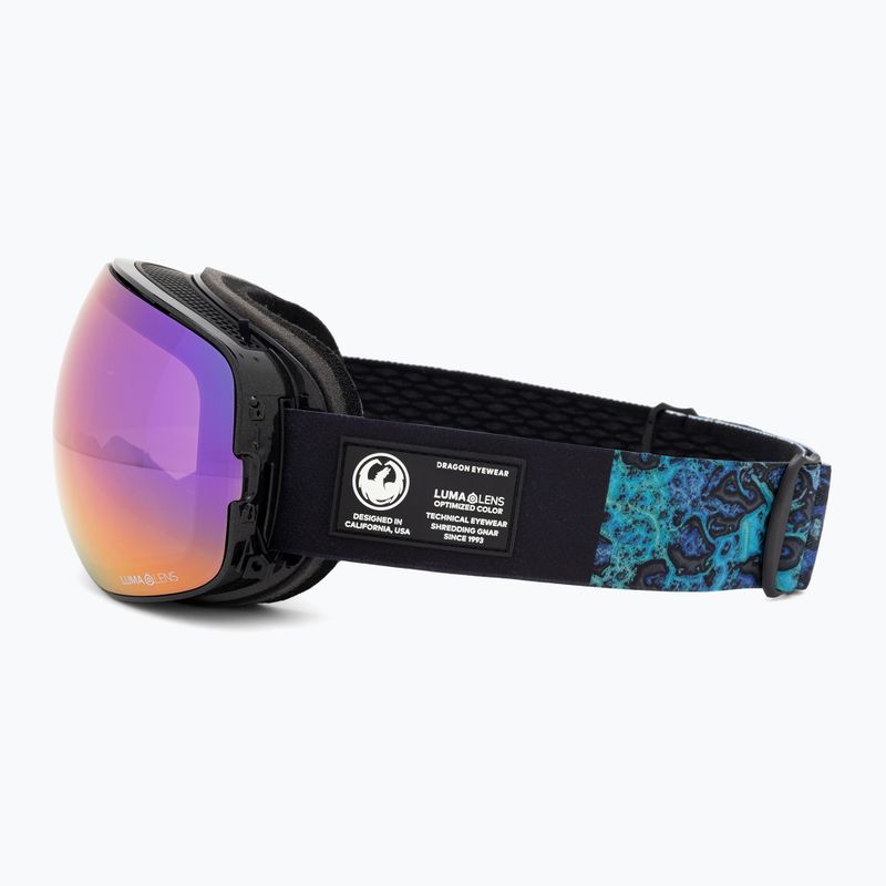 DRAGON X2S fekete gyöngyház/lumalens lila ion/amber síszemüveg 5