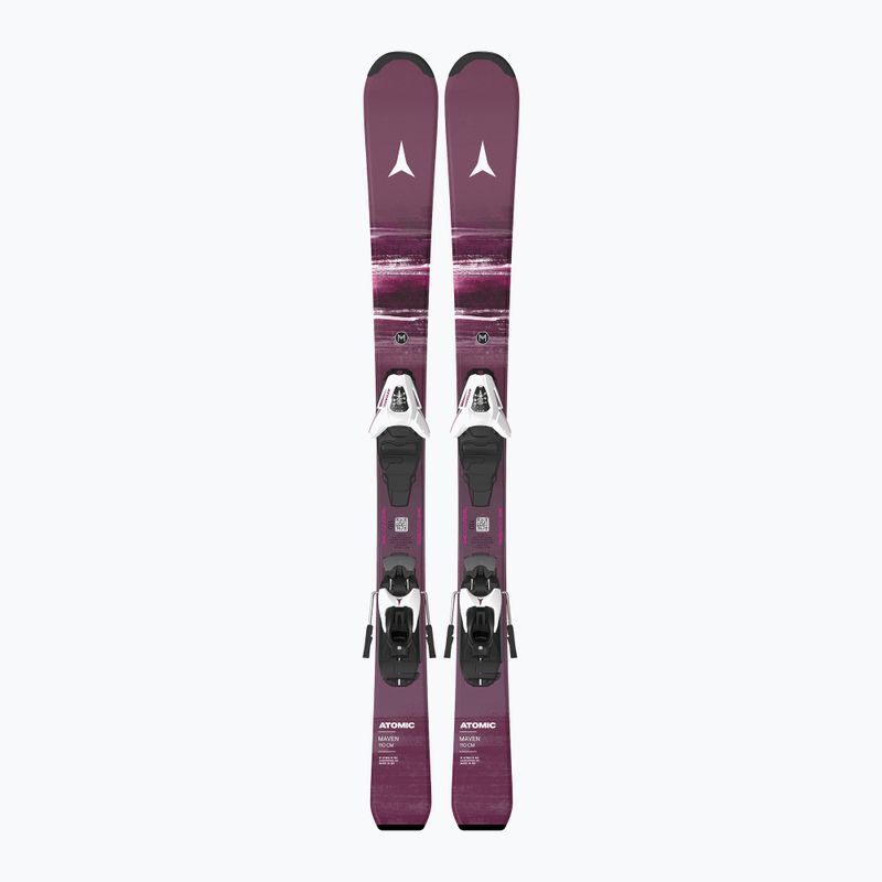 Gyermek lesikló sílécek + kötések Atomic Maven Jr 100-120 + C5 GW red plum