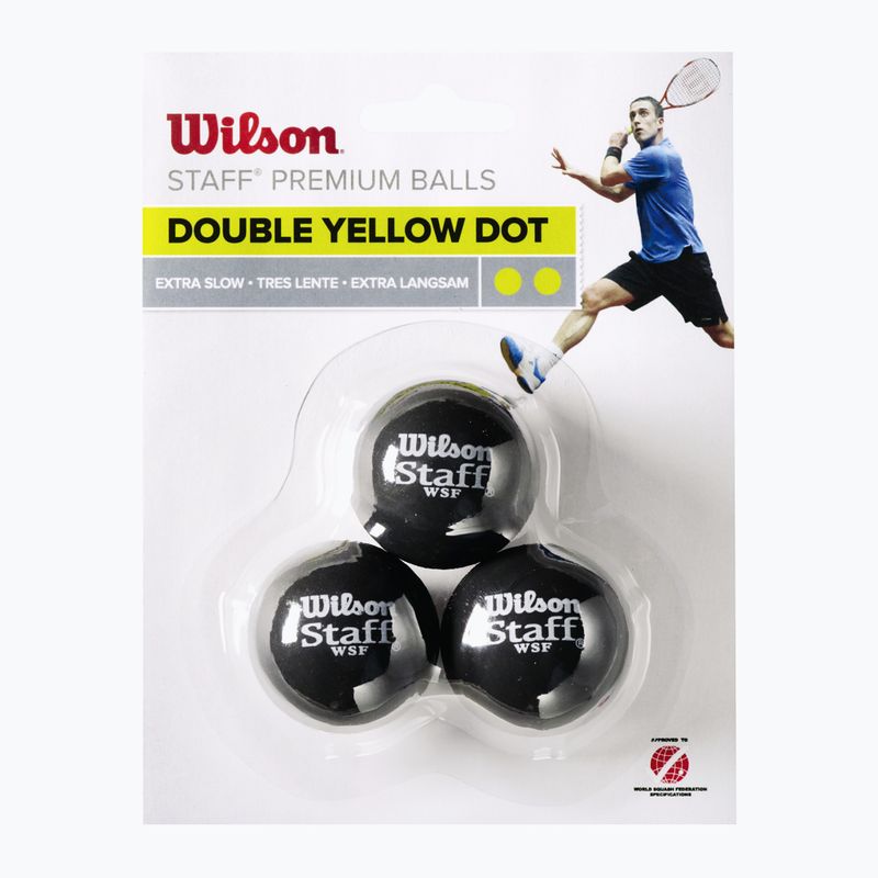 Wilson Staff Ball Double Yellow Dot squash labdák 3 db fekete. 2