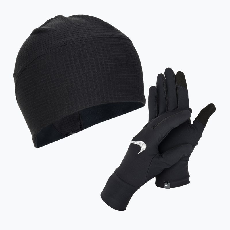 Férfi Nike Essential Running sapka + kesztyű szett fekete/fekete/ezüst