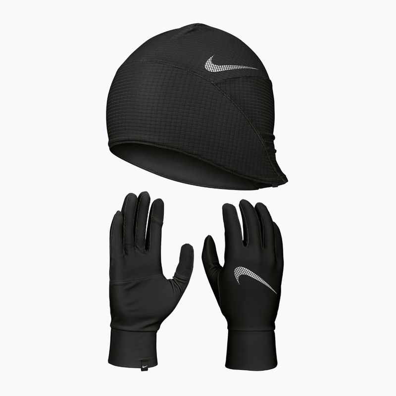 Férfi Nike Essential Running sapka + kesztyű szett fekete/fekete/ezüst 10