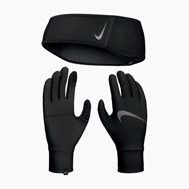 Női pánt + kesztyű készlet Nike Essential Running black/black/silver 9