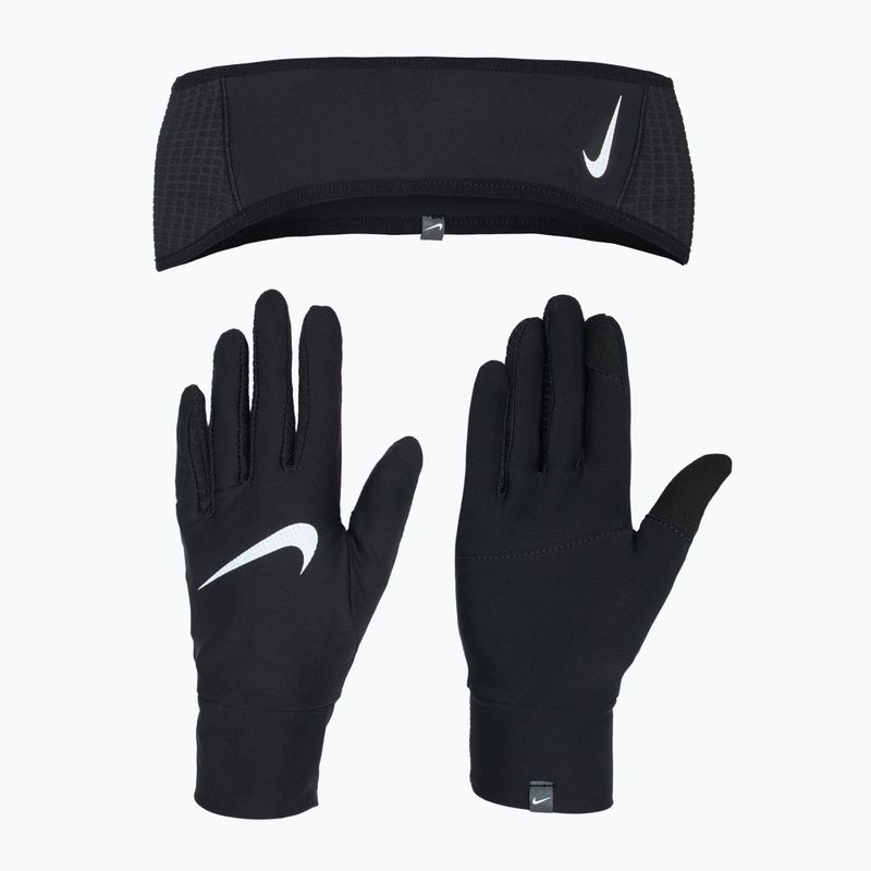 Női pánt + kesztyű készlet Nike Essential Running black/black/silver