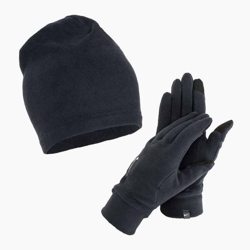 Férfi Nike Fleece sapka + kesztyű szett fekete/fekete/ezüst