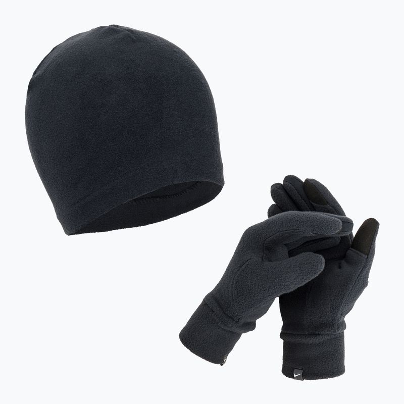 Női Nike Fleece sapka + kesztyű szett fekete/fekete/ezüst