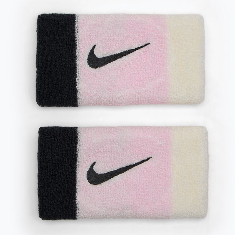 Nike Swoosh dupla széles csuklópántok 2 db rózsaszín hab/kókusztej/fekete