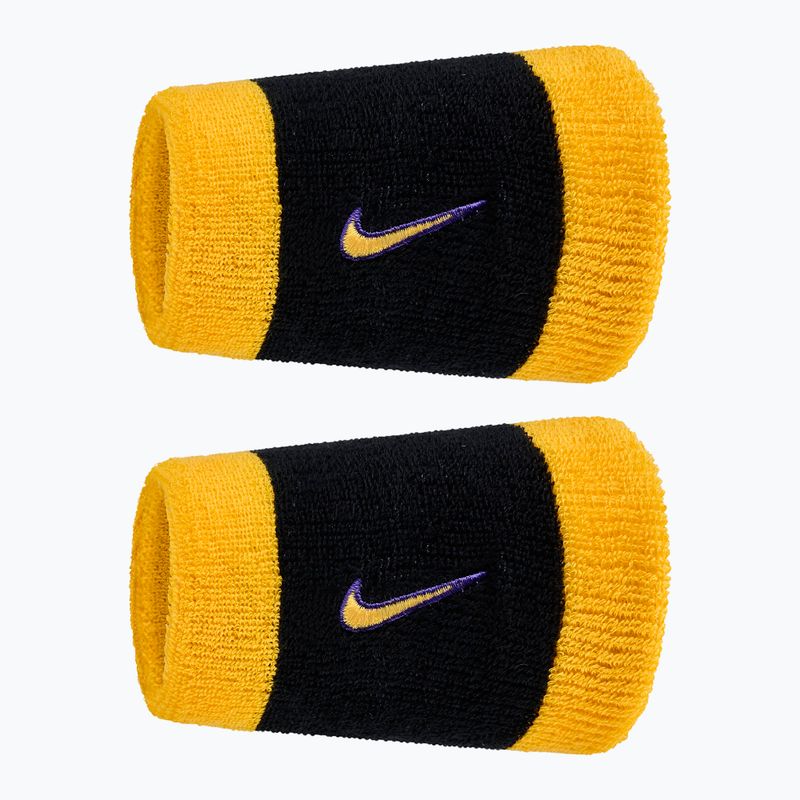 Csuklópántok Nike Swoosh Classic Doublewide Wristbands 2 db black/court purple university gold