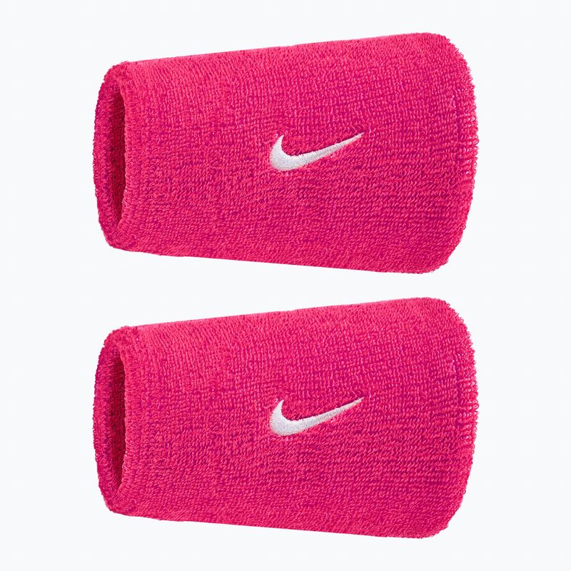 Frottír csuklópántok Nike Swoosh Classic Doublewide Wristbands 2 db vivid pink/white