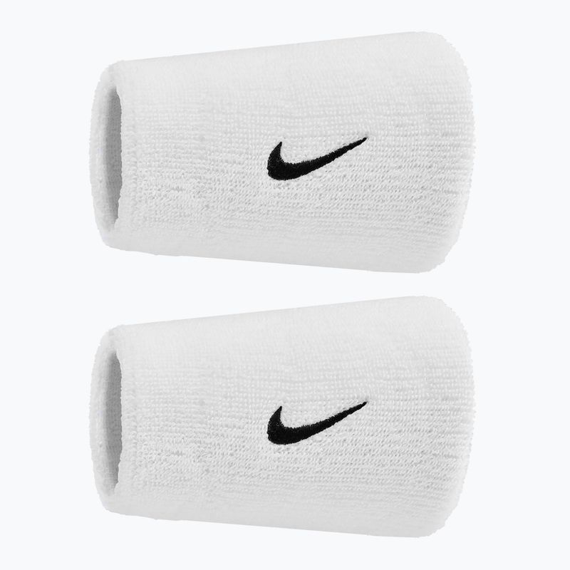 Frottír csuklópántok Nike Swoosh Classic Doublewide Wristbands 2 db white/black