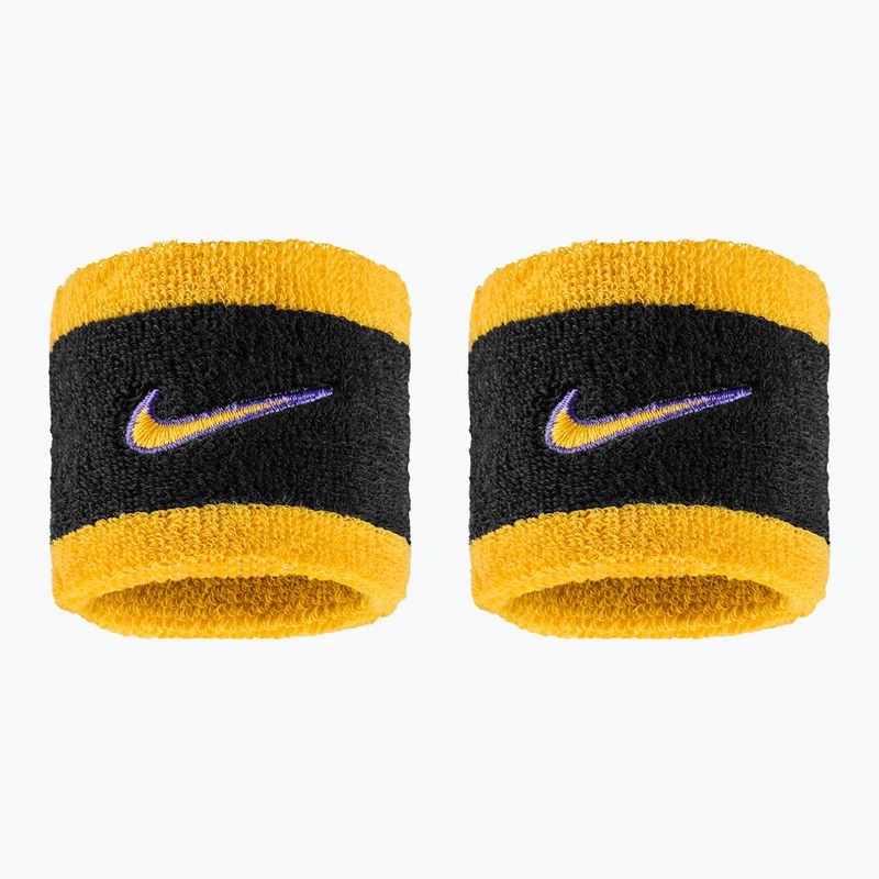 Frottír csuklópántok Nike Swoosh Classic Wristbands 2 db. black/court purple/university gold