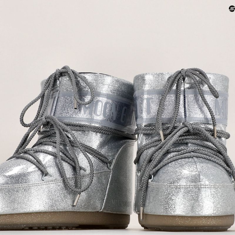 Női Moon Boot Icon Low Glitter ezüst hócsizma 8