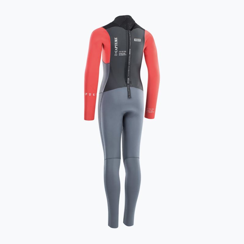 Gyerek szörfruha ION Capture 4/3 Back Zip Jr steel blue/red 2