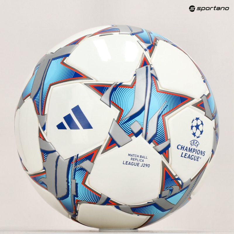 Focilabda adidas UCL Junior 290 League 23/24 white/silver metallic/bright cyan méret 4 5
