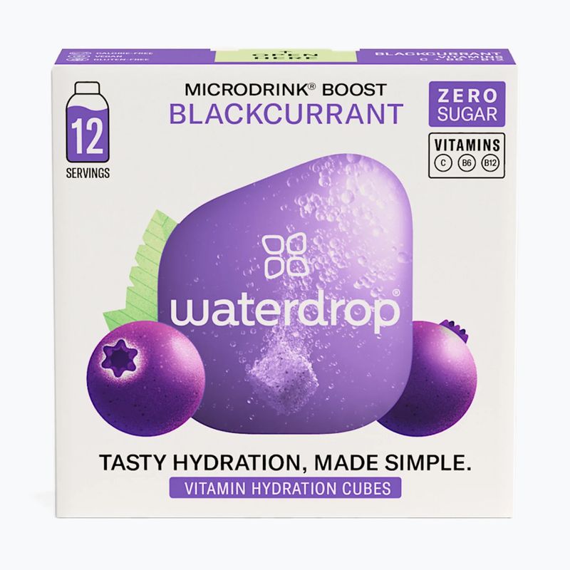 Izotóniás ital waterdrop Microdrink Boost 12 kocka feketeribizli / bogyós gyümölcsök