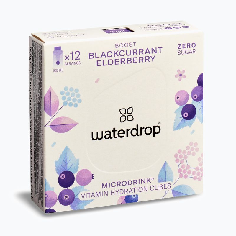 Izotóniás ital waterdrop Microdrink Boost 12 kocka feketeribizli / bogyós gyümölcsök 3