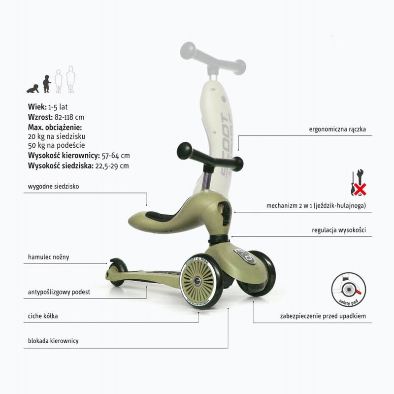 Hulajnoga trójkołowa dziecięca Scoot & Ride Highwaykick 1 Lifestyle olive 5