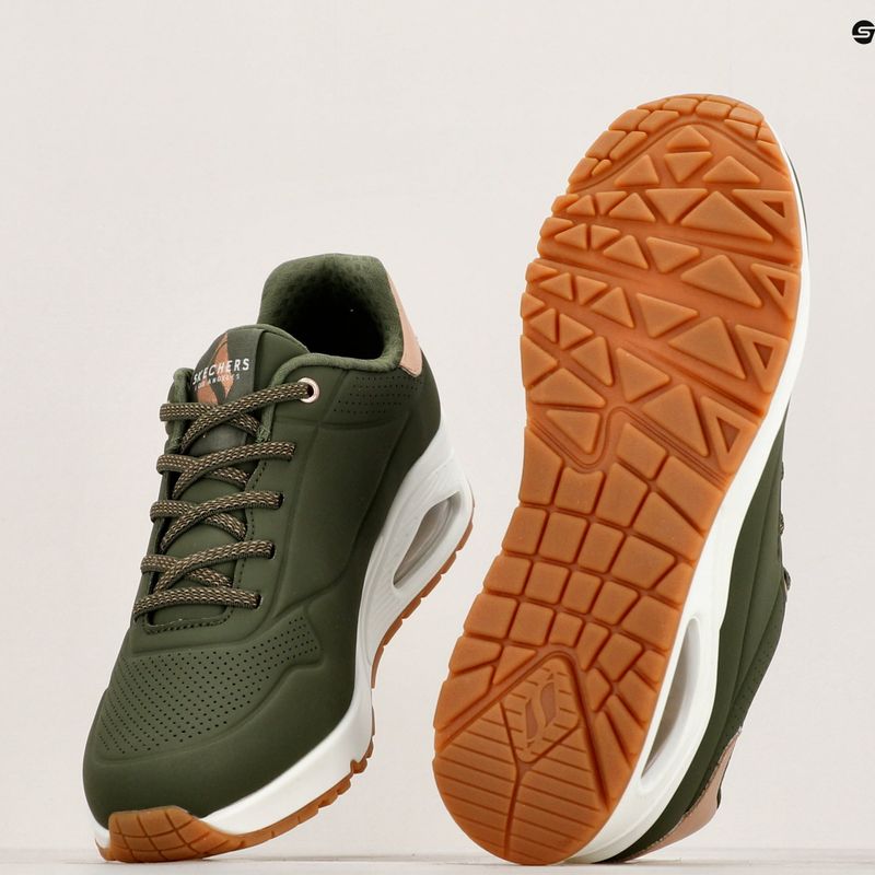 női cipő SKECHERS Uno Shimmer Away olive/rose gold/mesh 10