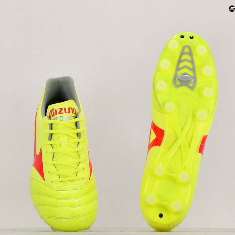 Mizuno Morelia II Pro MD biztonsági sárga/tüzes korall 2/galaxis ezüst férfi futballcipő 10