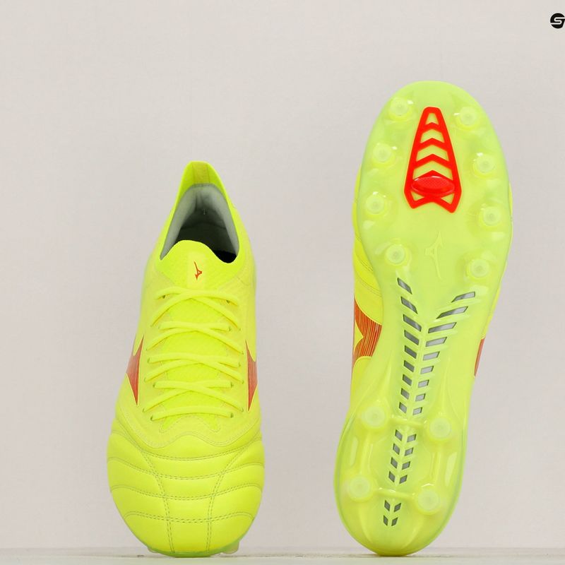 Mizuno Morelia Neo IV Β Elite MD biztonsági sárga/tüzes korall 2/galaxis ezüst férfi futballcipő 11