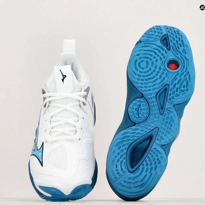 Férfi röplabda cipő Mizuno Wave Momentum 3 fehér/tengerészkék/ezüst 10