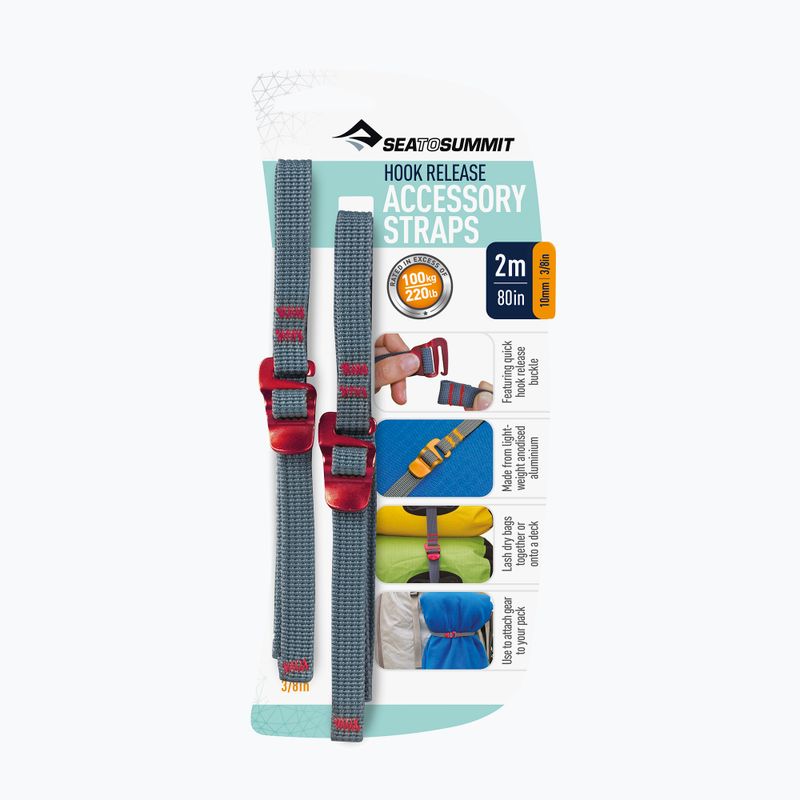 Hevederek kampókkal Sea to Summit Hook Release Accessory Strap 2 m red 2