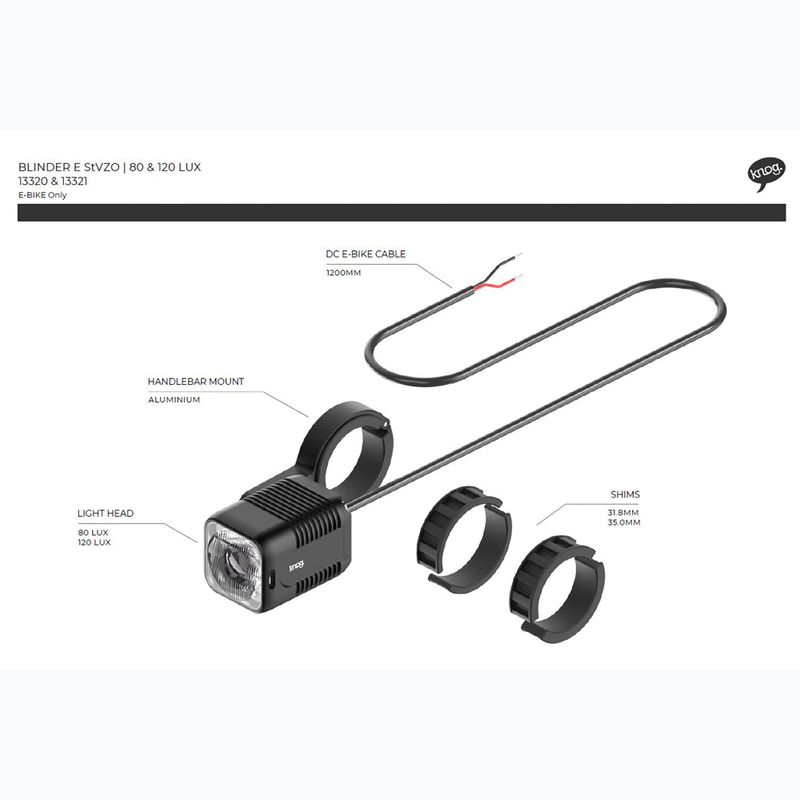 Knog Blinder E 80 Lux StVZO első kerékpárfény fekete 4