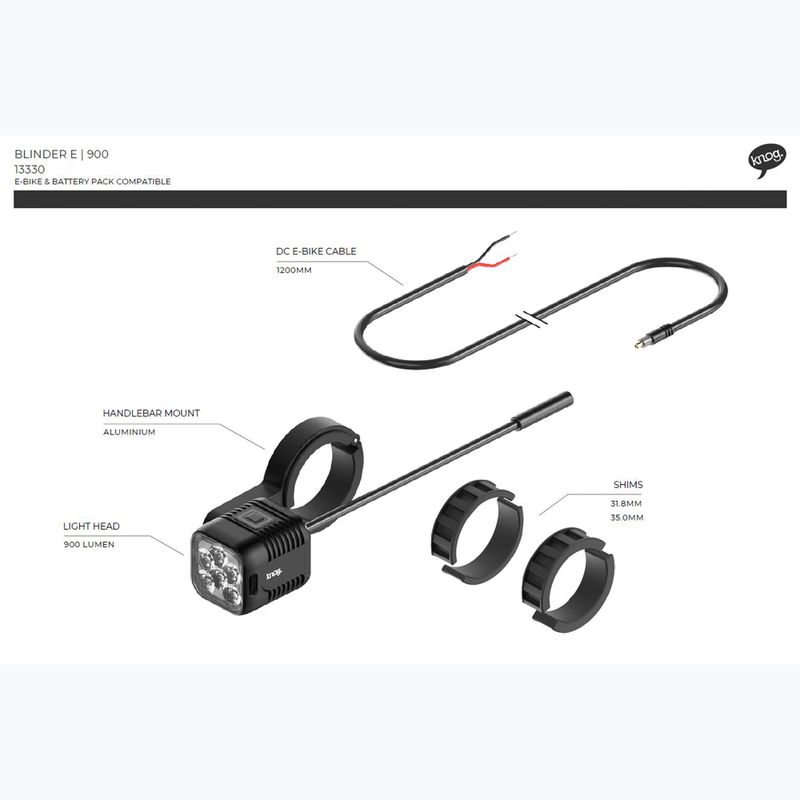 Knog Blinder E 900 első kerékpárfény fekete 4