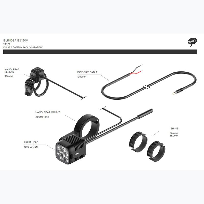 Knog Blinder E 1300 első kerékpárfény fekete 4
