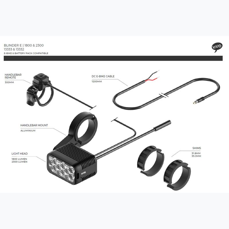 Knog Blinder E 1800 első kerékpárfény fekete 5