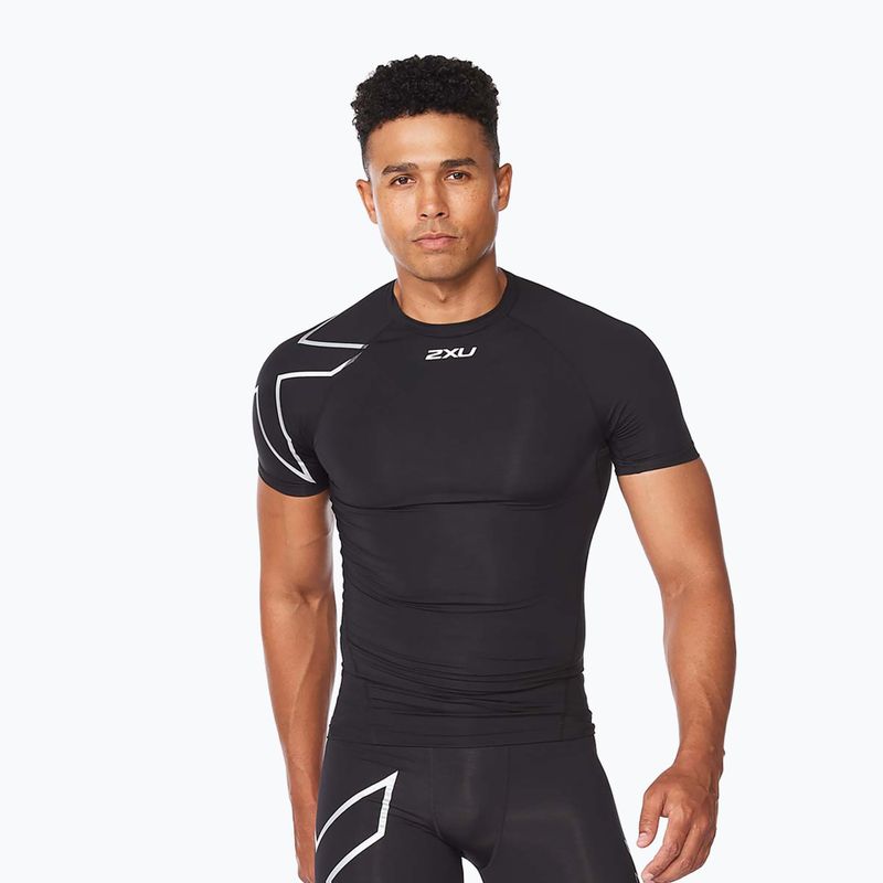 Férfi 2XU Core Compression edzés hosszú ujjú fekete/ezüst MA6399A