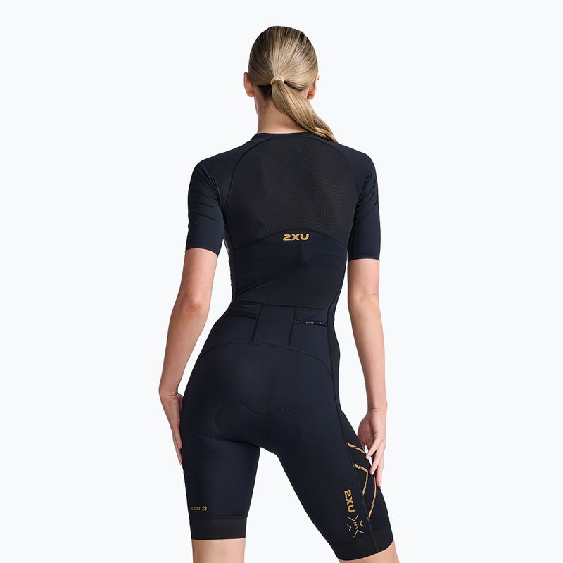 Női triatlonruha 2XU Light Speed Sleeved fekete/arany 2