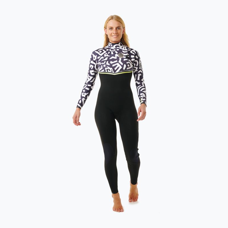 Női neoprén ruha Rip Curl E-Bomb 4/3mm Zip Free Sublimed black/ lime 4