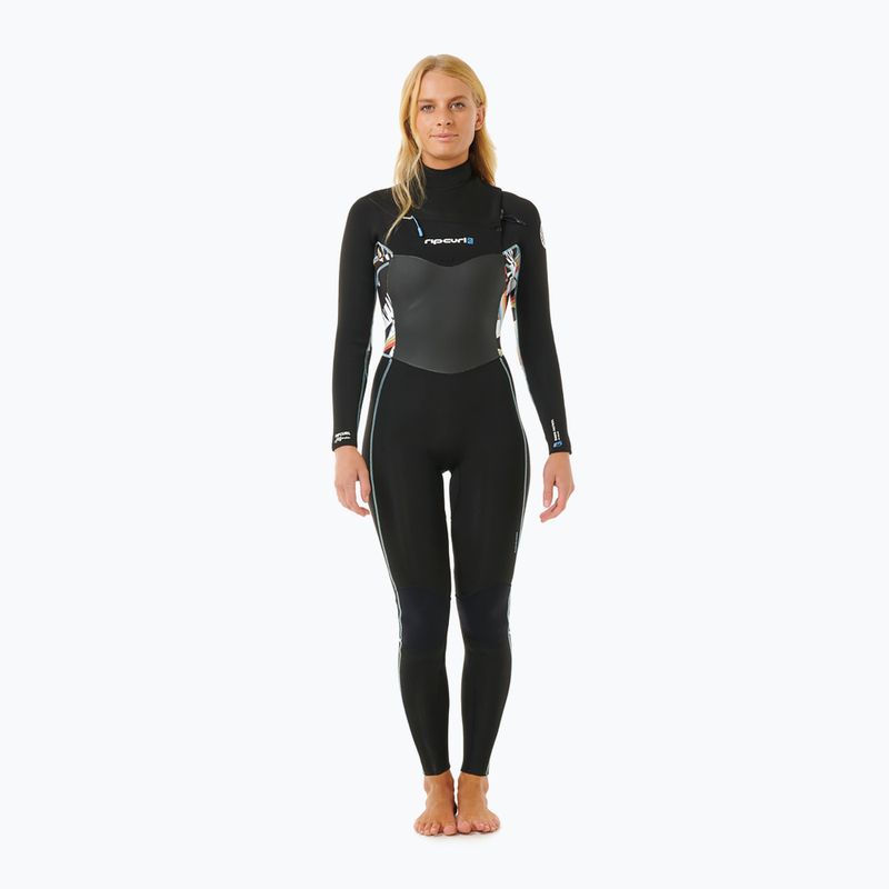 Női neoprén ruha Rip Curl Dawn Patrol 4/3mm Chest Zip Sublimed black/ black/ multi