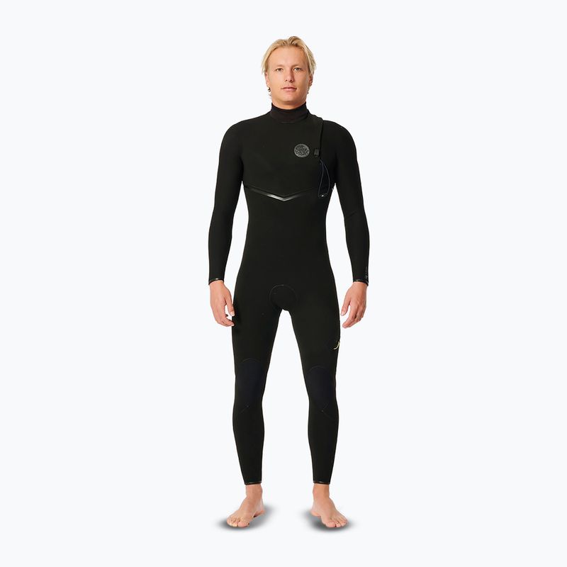 Férfi Rip Curl Dawn Patrol 4/3 mm-es mellkasi cipzáras úszószivacs Fekete