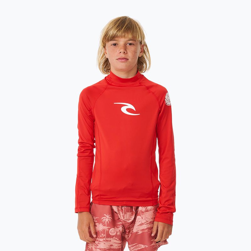 Rip Curl Lycra Brand Wave UPF piros hosszú ujjú gyermek úszómellény 2