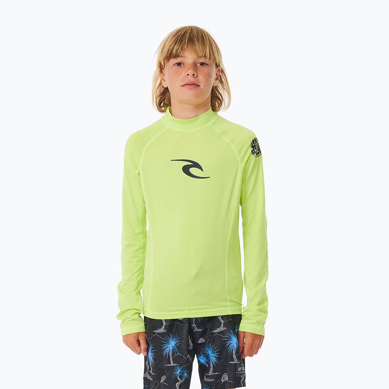 Rip Curl Brand Wave UPF Rash Vest gyermek úszómellény hosszú ujjú lime