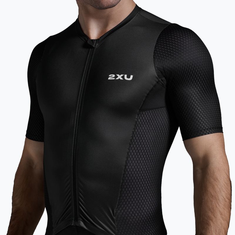 Férfi triatlonruha 2XU Aero Hex Sleeved fekete/fehér 6