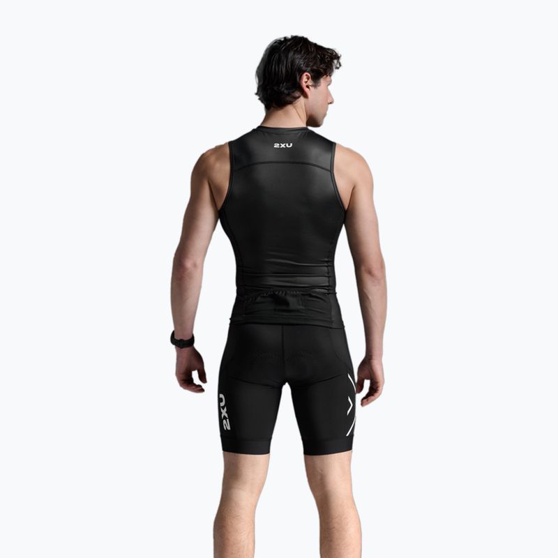 Férfi kerékpáros tank top 2XU Core Tri Tank fekete/fehér 2